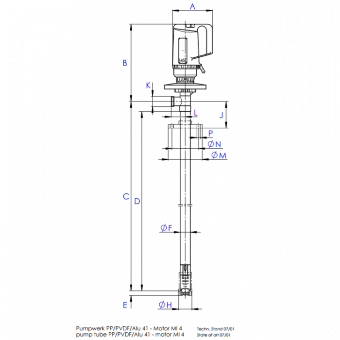Buy Lutz Drum Pump Set for Acids M14 110v Motor 1000mm Immersion Depth