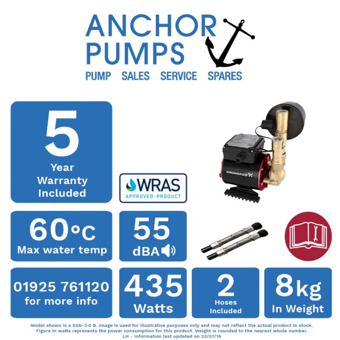 Buy Amazon Universal SSN3.0B Single Impeller Negative Head Shower Pump