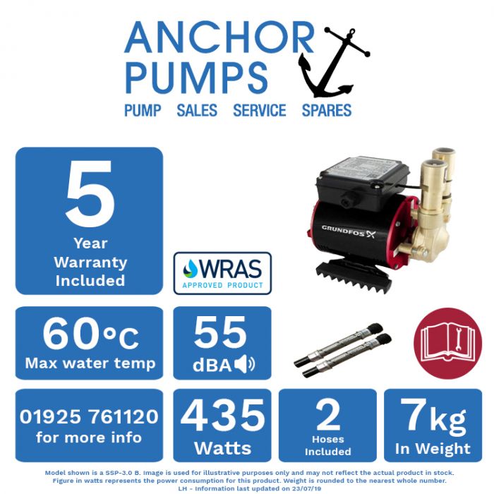 Buy Amazon SSP3.0B Brass Single Impeller Positive Head Shower Pump (x2