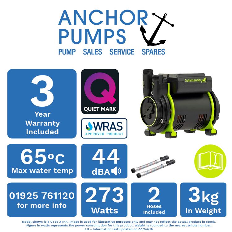 Buy Salamander CT55+ Xtra 1.6 Bar Single Positive Head Shower Pump