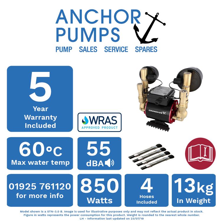 Buy Amazon Universal STN3.0B Twin Impeller Negative Head Shower Pump