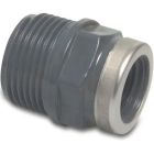 VDL 3/8" Male Thread x 1/2" Female Thread PVC-U 10 Bar Reducer Nipple With Reinforced Stainless Steel Ring