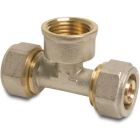 Profec 20mm x 1/2" x 20mm Brass Nickel Plated DVGW Type Alu-PE-X Compression Female Threaded 90° Adaptor T-Piece
