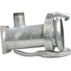 Quick coupler T-Piece 90° steel galvanised 216 mm x 2 1/2" x 8" female part Perrot x male thread x square flange type Perrot