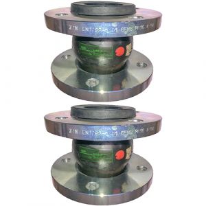 100mm (100NB) Flanged PN16 EPDM Untied Rubber Expansion Joint Set (x2) for Heating Systems
