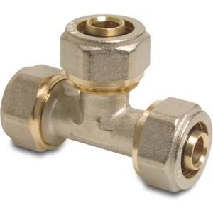 Profec Brass Nickel Plated DVGW Type Alu-PE-X 90° Compression T-Piece