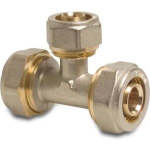 Profec Brass Nickel Plated DVGW Type Alu-PE-X Compression 90° Reducer T-Piece