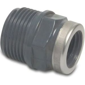 VDL Male Thread x Female Thread PVC-U 10 Bar Reducer Nipple With Reinforced Stainless Steel Ring