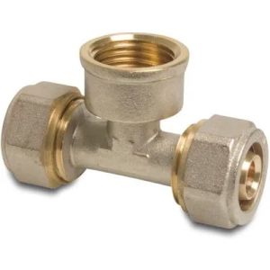 Profec Brass Nickel Plated DVGW Type Alu-PE-X Compression Female Threaded 90° Adaptor T-Piece