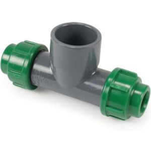 VDL PVC-U/PP 90° T-Piece Adaptor 10 Bar Compression Glue Socket