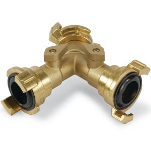 3 Way Y-Piece Quick Coupler With Ball Valves Brass 12 Bar