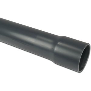 Pressure pipe PVC-U 63 mm x 2,0 mm glue socket x plain 7,5bar grey 5m